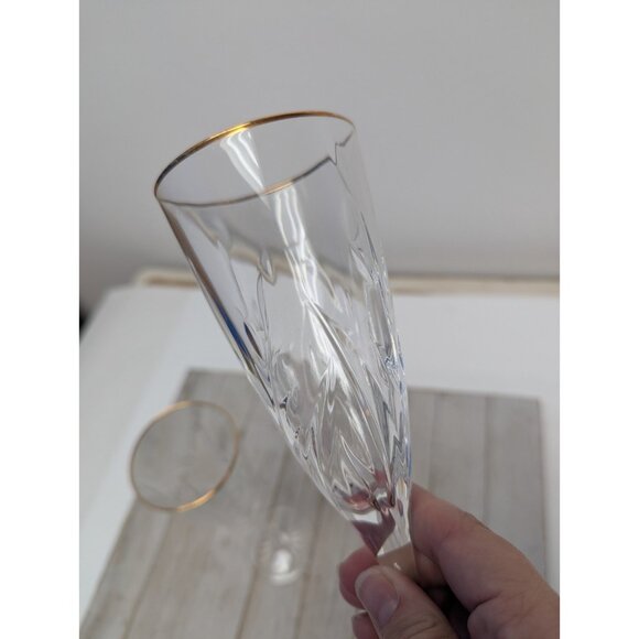 Set Of 2 Cristal D'Arques Cassandra Gold Champagne Goblet Crystal Glasses 8 1/2" - Picture 3 of 7